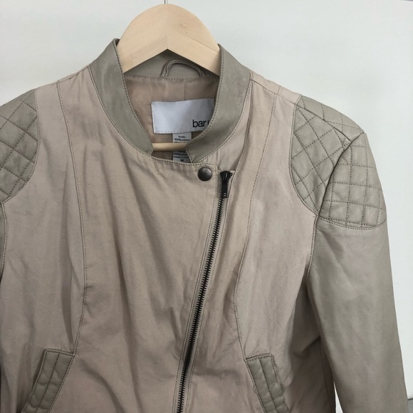 Bar III Jackets & Blazers - Bar III Nude Faux Leather Asymmetrical Moto Jacket